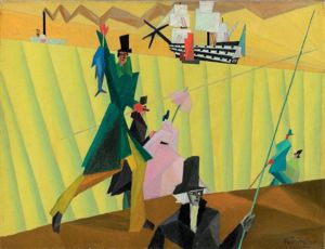lyonel feininger, angler with blue fish 2