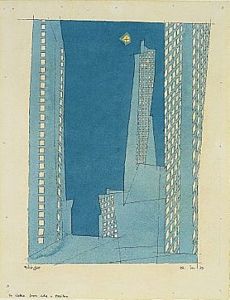 lyonel feininger, blue skyscrapers