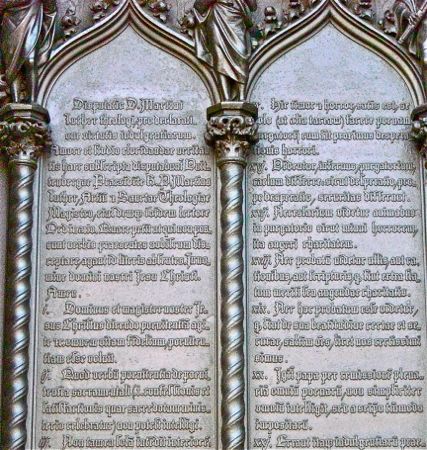 Engraving of the 95 Theses on doors, Castle Church, Wittenberg Germany Engraving of the 95 Theses on doors, Castle Church, Wittenberg Germany