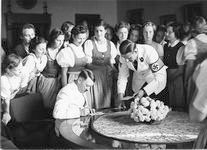 Hitler signing autographs for German League girls Hitler signing autographs for German League girls