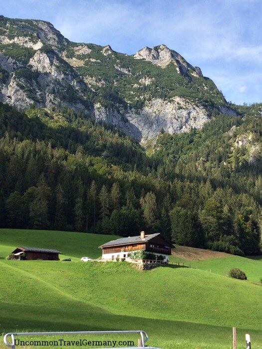 Alpine house under the mountains near Berchtesgaden and Hintersee