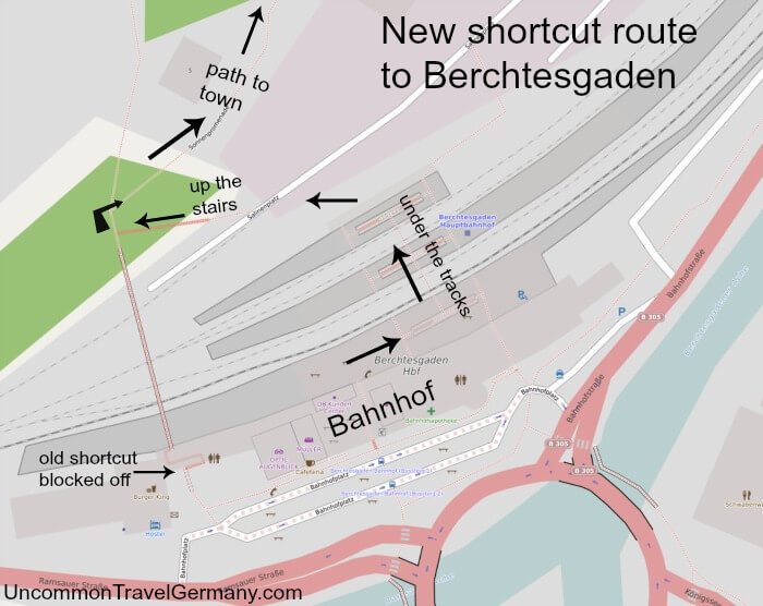 Map of shortcut from Bahnhof to town of Berchtesgaden Map of shortcut from Bahnhof to town of Berchtesgaden