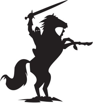 silhouette of knight on horseback silhouette of knight on horseback