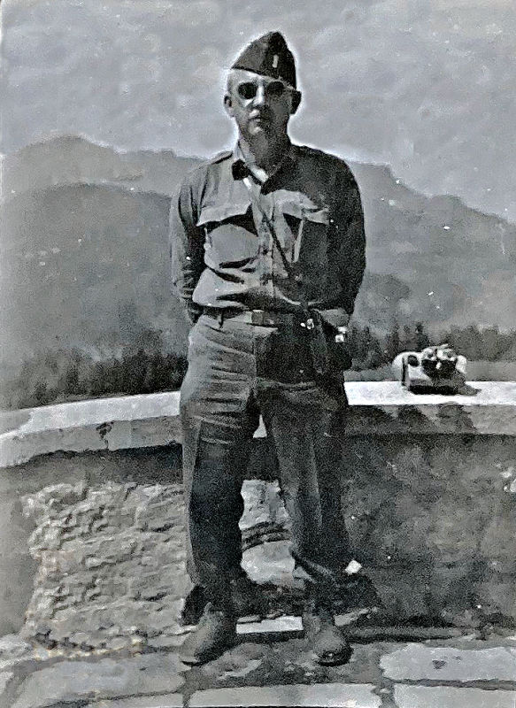 Captain Harry Long on Berghof terrace 1945 Captain Harry Long on Berghof terrace 1945
