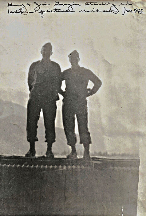 Captian Long and officer in Berghof window Captian Long and officer in Berghof window