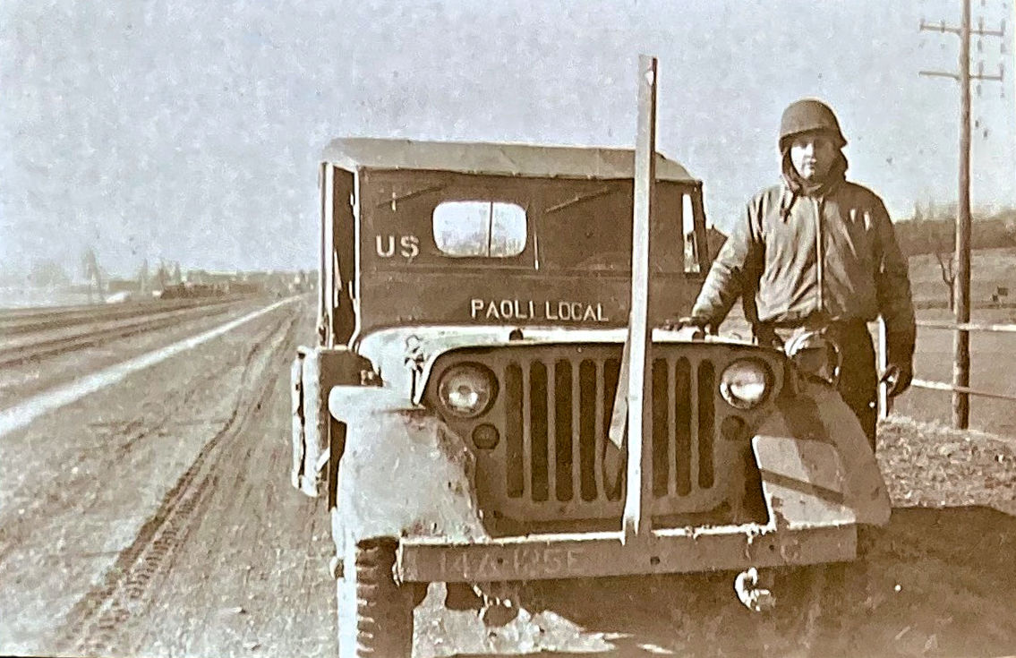 Captain Long and his jeep, Germany 1945 Captain Long and his jeep, Germany 1945