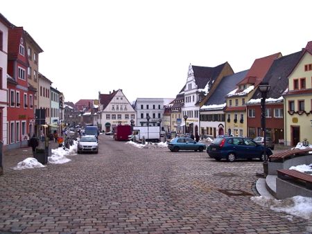 Main square in Colditz in winter