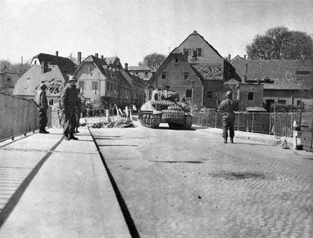 American tank arriving in Colditz  Germany 1945