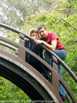 Mother and son on the drum bridge, Japanese Tea Garden