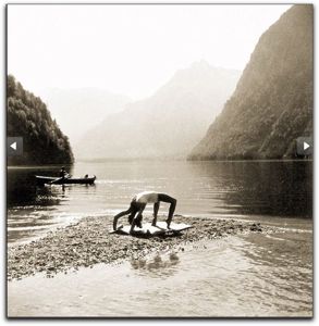Eva Braun on beach at Lake Konigssee, Germany