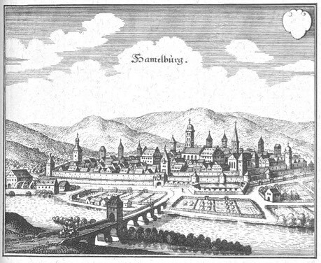 Drawing of Hammelburg Germany  in 1655