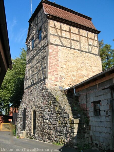 Medieval town wall and tower in Hammelburg Germany