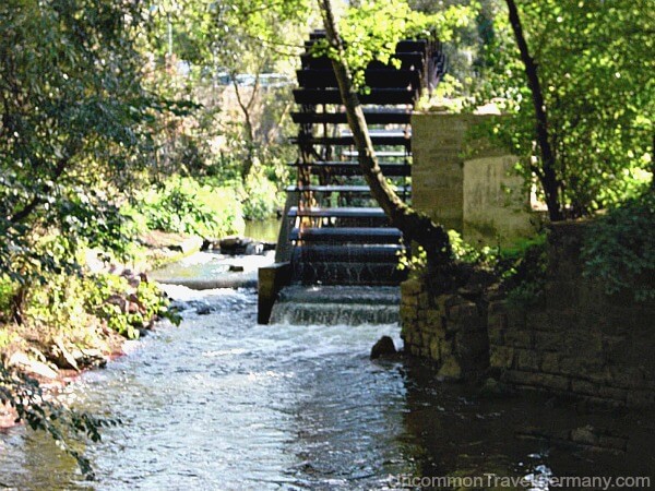 Old mill in Hammelburg, wheel and stream