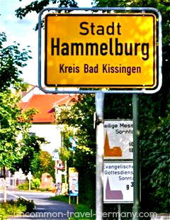 Sign for Hammelburg , Germany, at entrance to town