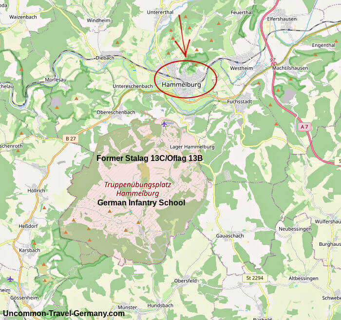 Map of Hammelburg and Lager Hammelburg (formerly Stalag 13C)