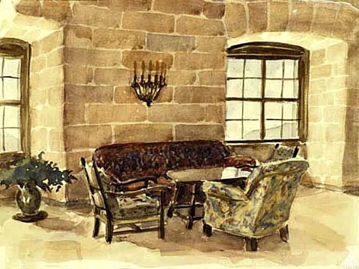 Hitler's watercolor painting of the Eagle's Nest reception area