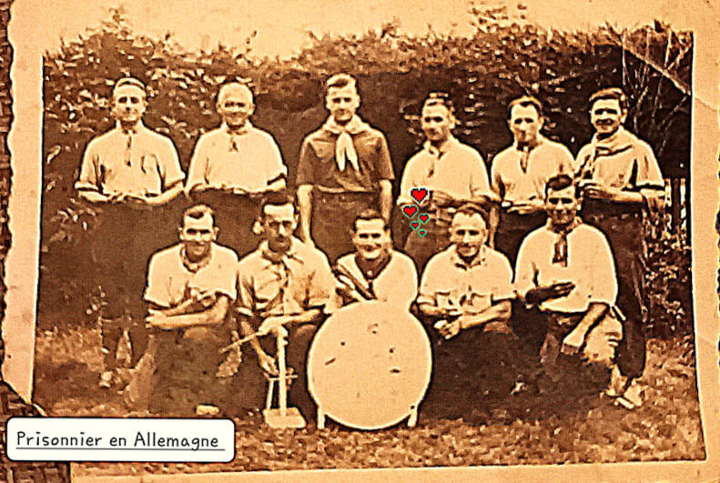 Group photo of Jean Roullet and other POWs in Stalag XIII A