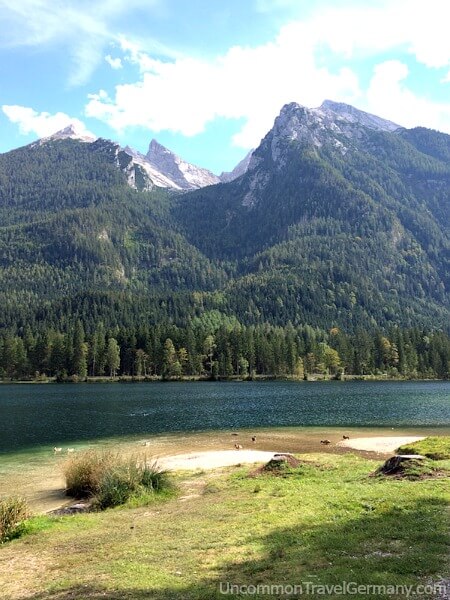 Lake Hintersee and Alps behind it, near Berchtesgaden