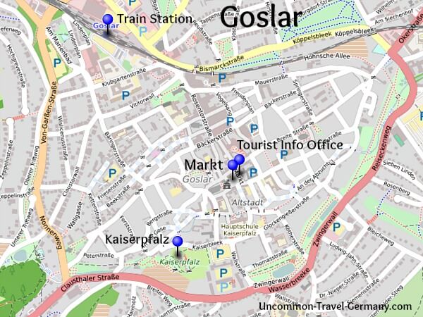 Map of Goslar, Harz Mountains, Germany