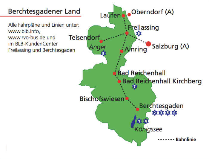 map of Berchtesgadener Land Tageskarte towns