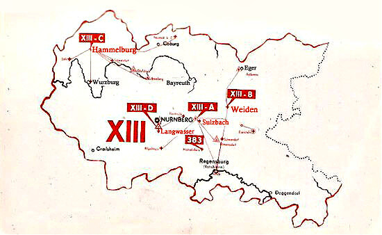 Map of the Stalag 13, or Stalag XIII, POW camps in Germany during WW2 Map of the Stalag 13, or Stalag XIII, POW camps in Germany during WW2