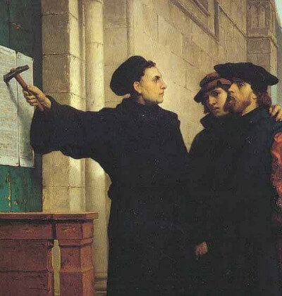 Martin Luther points to 95 theses, painting Martin Luther points to 95 theses, painting