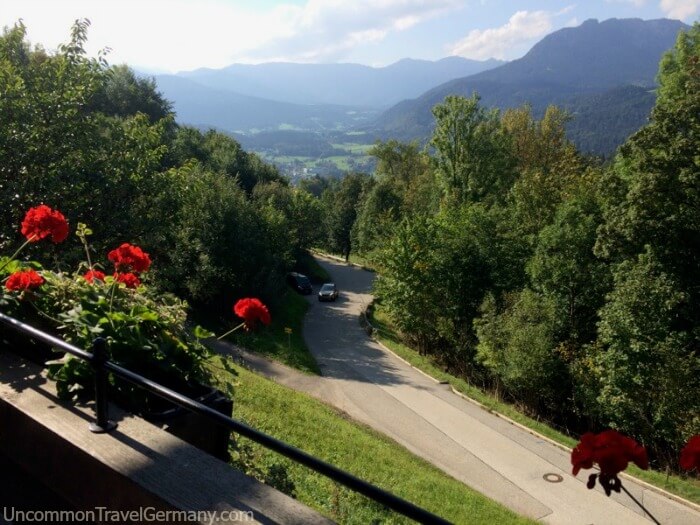 View of both Berghof driveways from balcony of Hotel zum Turken View of both Berghof driveways from balcony of Hotel zum Turken