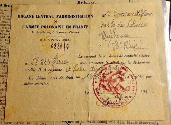 Postwar France, ID for Polish worker Postwar France, ID for Polish worker