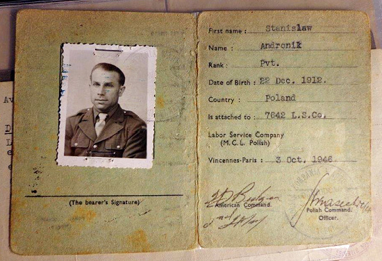 ID booklet for Polish worker in France postwar, US Command ID booklet for Polish worker in France postwar, US Command
