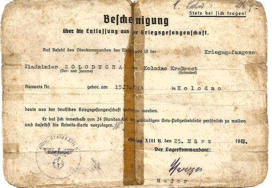 Identity papers of Polish POW in Stalag 13b, Weiden Germany, WW2 Identity papers of Polish POW in Stalag 13b, Weiden Germany, WW2