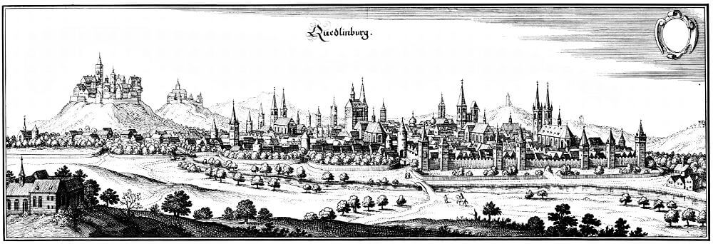 drawing of Quedlinburg town  in 1847 drawing of Quedlinburg town  in 1847