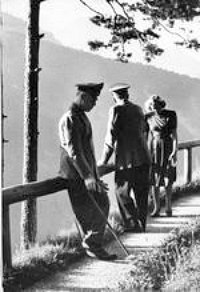 Hitler, Eva Braun and von Ribbentrop on Obersazberg overlook point