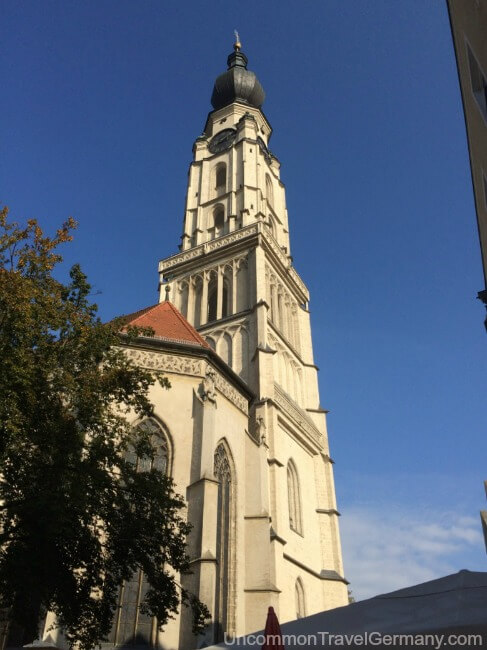 Spire of St. Stephan's Church in Braunau am Inn, Austria Spire of St. Stephan's Church in Braunau am Inn, Austria