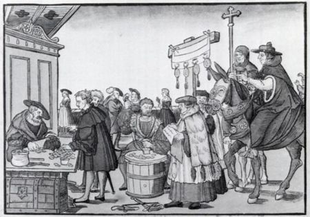Drawing of selling of indulgences