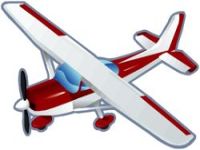 Small red and white airplane