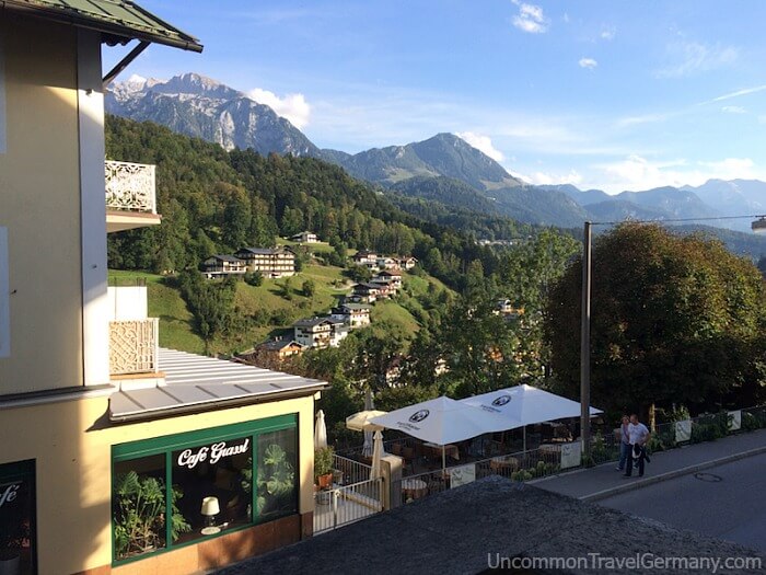 View of mountains from Hotel Wittelsbach, Berchtesgaden, Germany