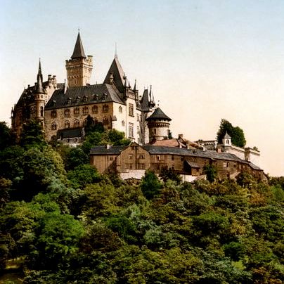 Wernigerode Castle on hill, Harz Mountains, Germany