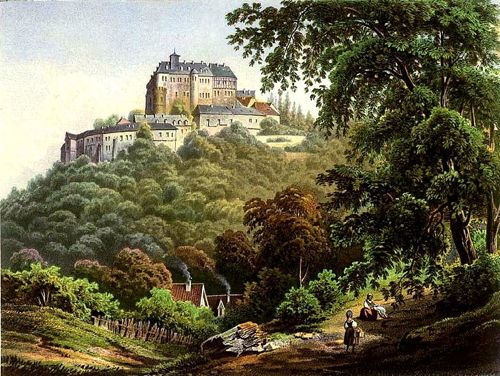 Painting of Wernigerode Castle in mid 1800's, Harz, Germany Painting of Wernigerode Castle in mid 1800's, Harz, Germany