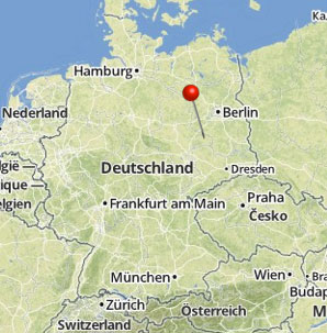 Map of Germany with pin on Wittenberg