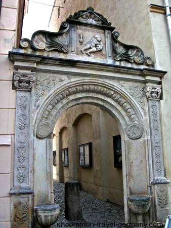 Entrance archway to Wittenberg University, Germany
